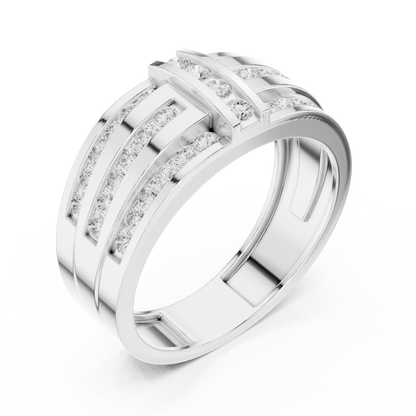 Round Cut Lab Grown Diamond Ring in Silver