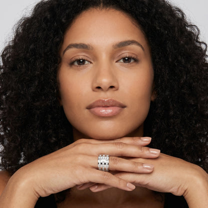 Round Cut Lab Grown Diamond Ring in Silver