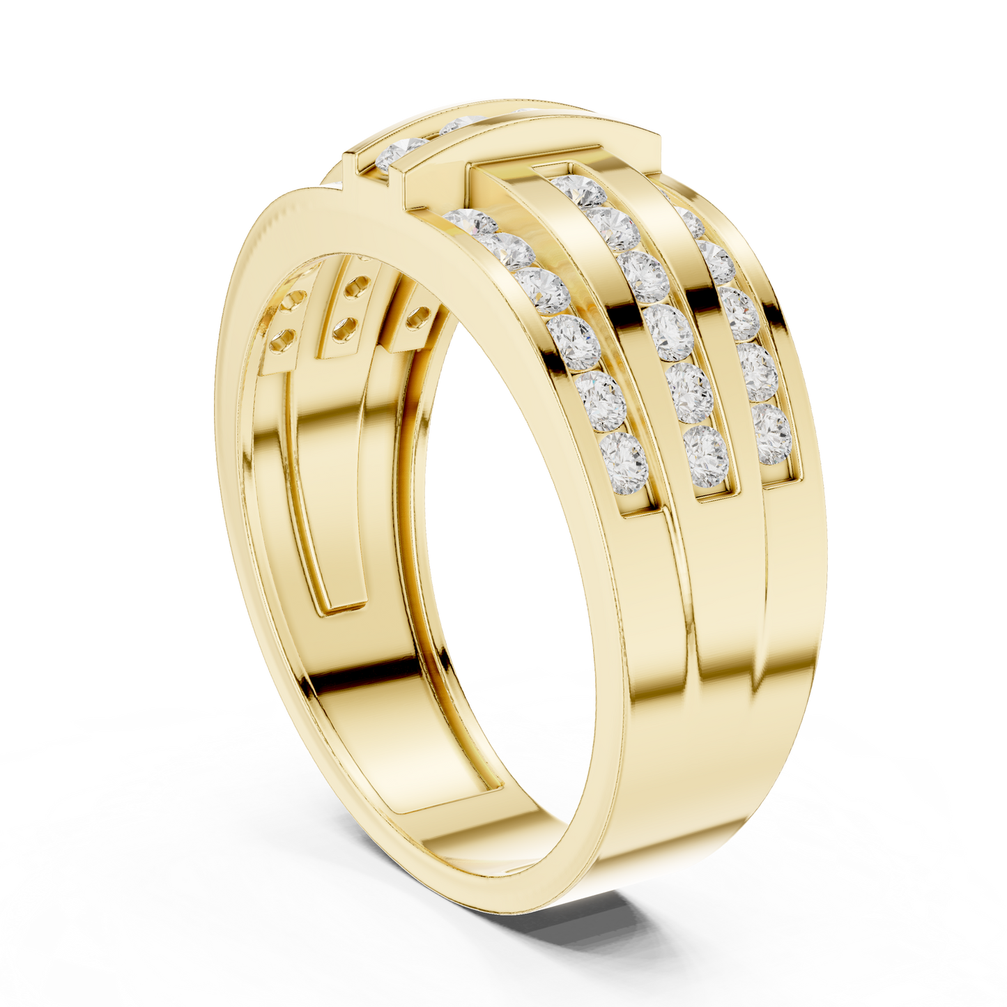 Round Cut Lab Grown Diamond Ring in Yellow Gold