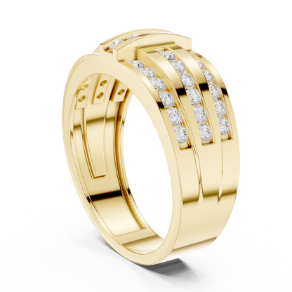 Round Cut Lab Grown Diamond Ring in Yellow Gold