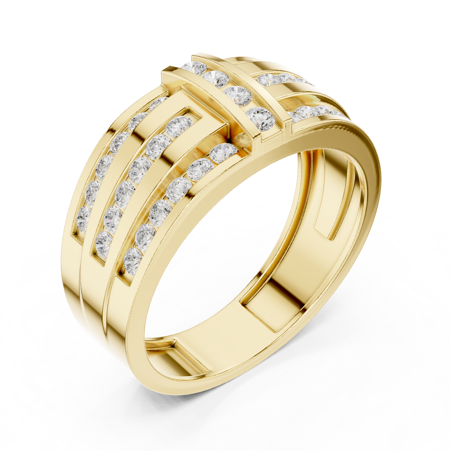 Round Cut Lab Grown Diamond Ring in Yellow Gold