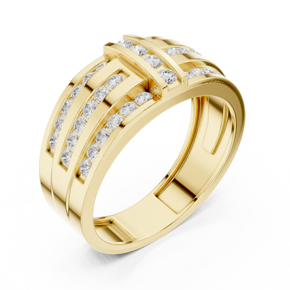 Round Cut Lab Grown Diamond Ring in Yellow Gold