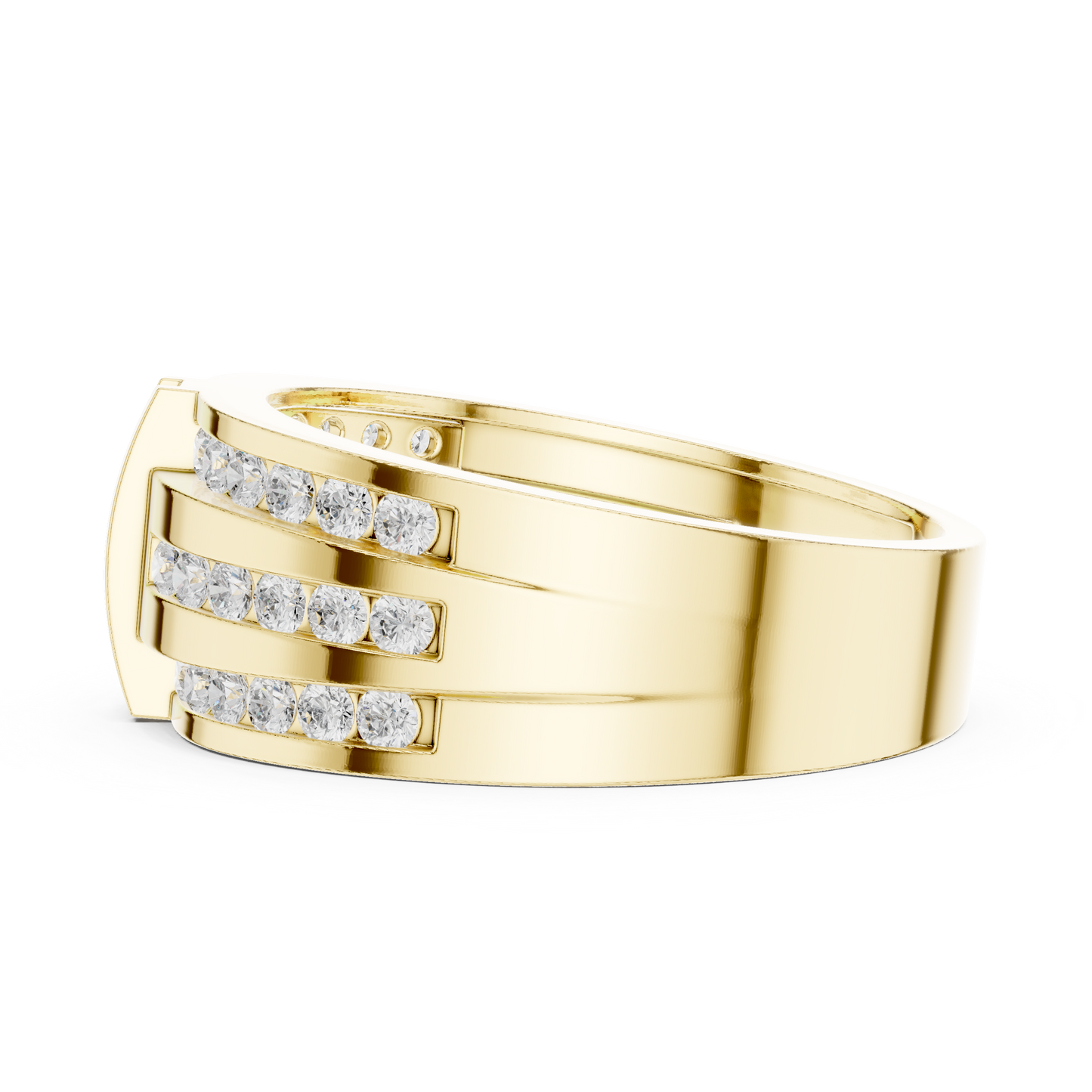 Round Cut Lab Grown Diamond Ring in Yellow Gold