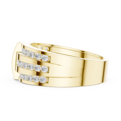 Round Cut Lab Grown Diamond Ring in Yellow Gold