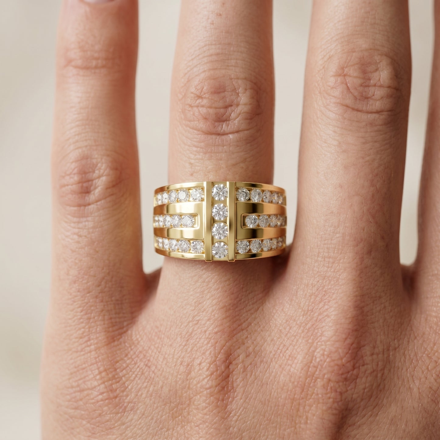 Round Cut Lab Grown Diamond Ring in Yellow Gold
