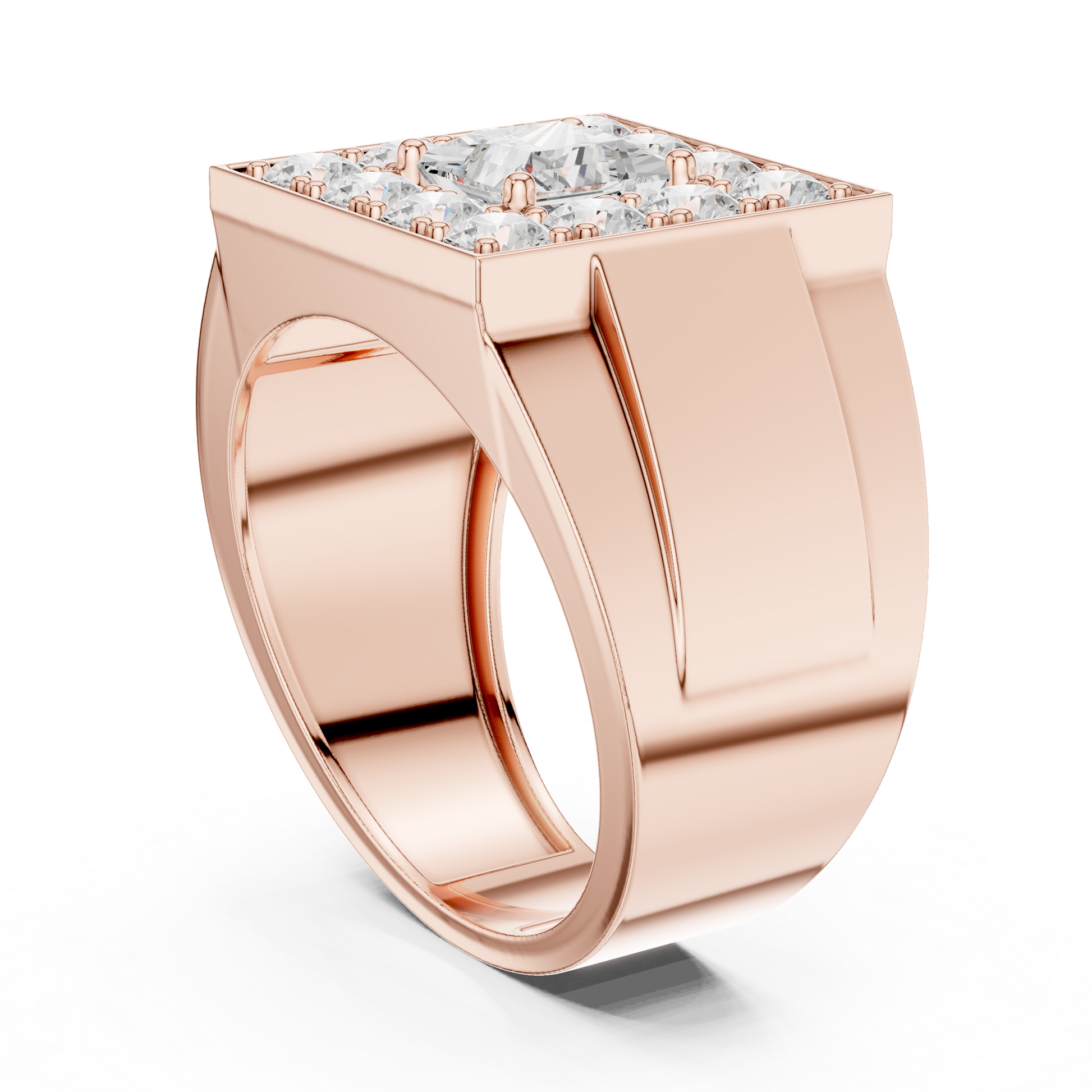 Princess Round Cut Lab Grown Diamond Ring in Rose Gold