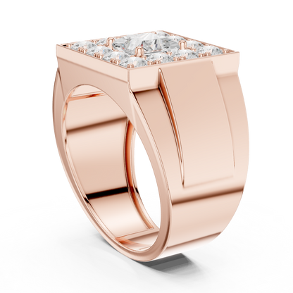 Princess Round Cut Lab Grown Diamond Ring in Rose Gold