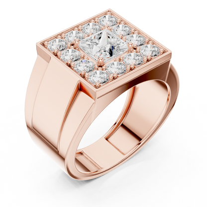 Princess Round Cut Lab Grown Diamond Ring in Rose Gold