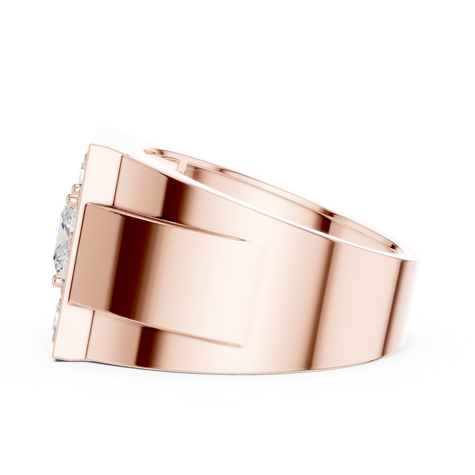 Princess Round Cut Lab Grown Diamond Ring in Rose Gold