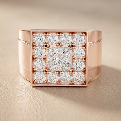 Princess Round Cut Lab Grown Diamond Ring in Rose Gold