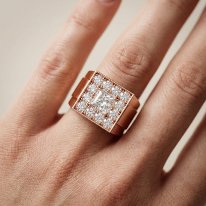 Princess Round Cut Lab Grown Diamond Ring in Rose Gold