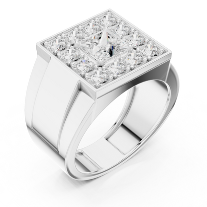 Princess Round Cut Lab Grown Diamond Ring in White Gold