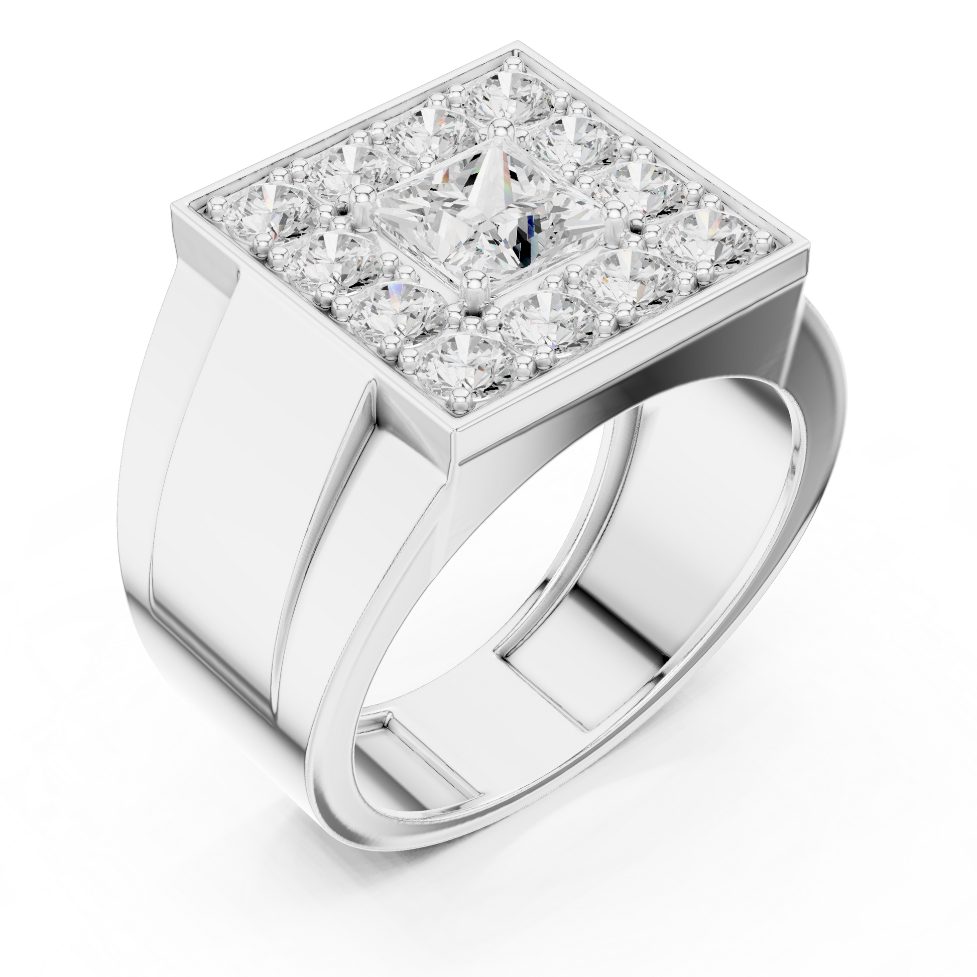 Princess Round Cut Lab Grown Diamond Ring in Platinum