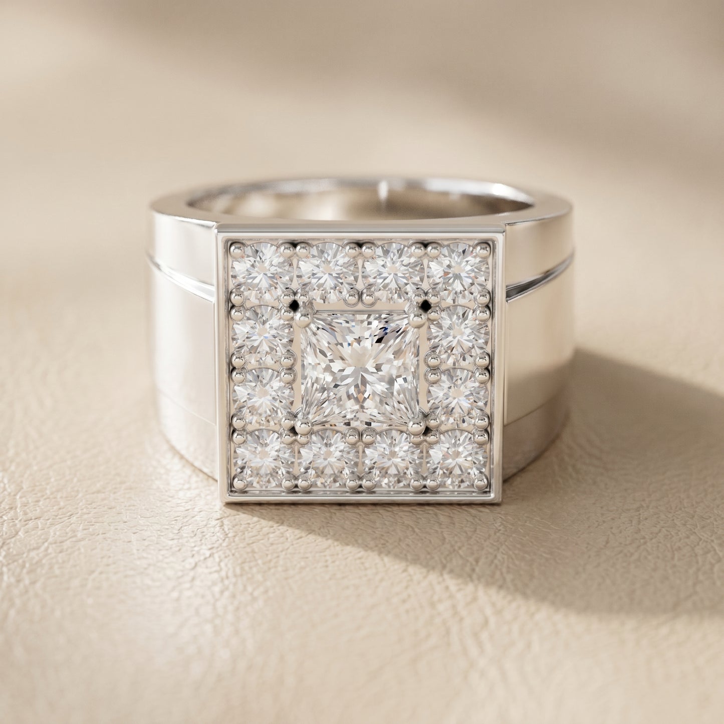 Princess Round Cut Lab Grown Diamond Ring in White Gold