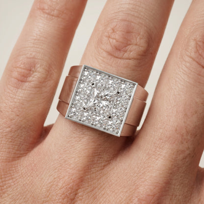 Princess Round Cut Lab Grown Diamond Ring in White Gold