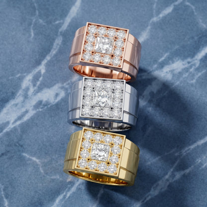 Princess Round Cut Lab Grown Diamond Ring in Yellow Gold
