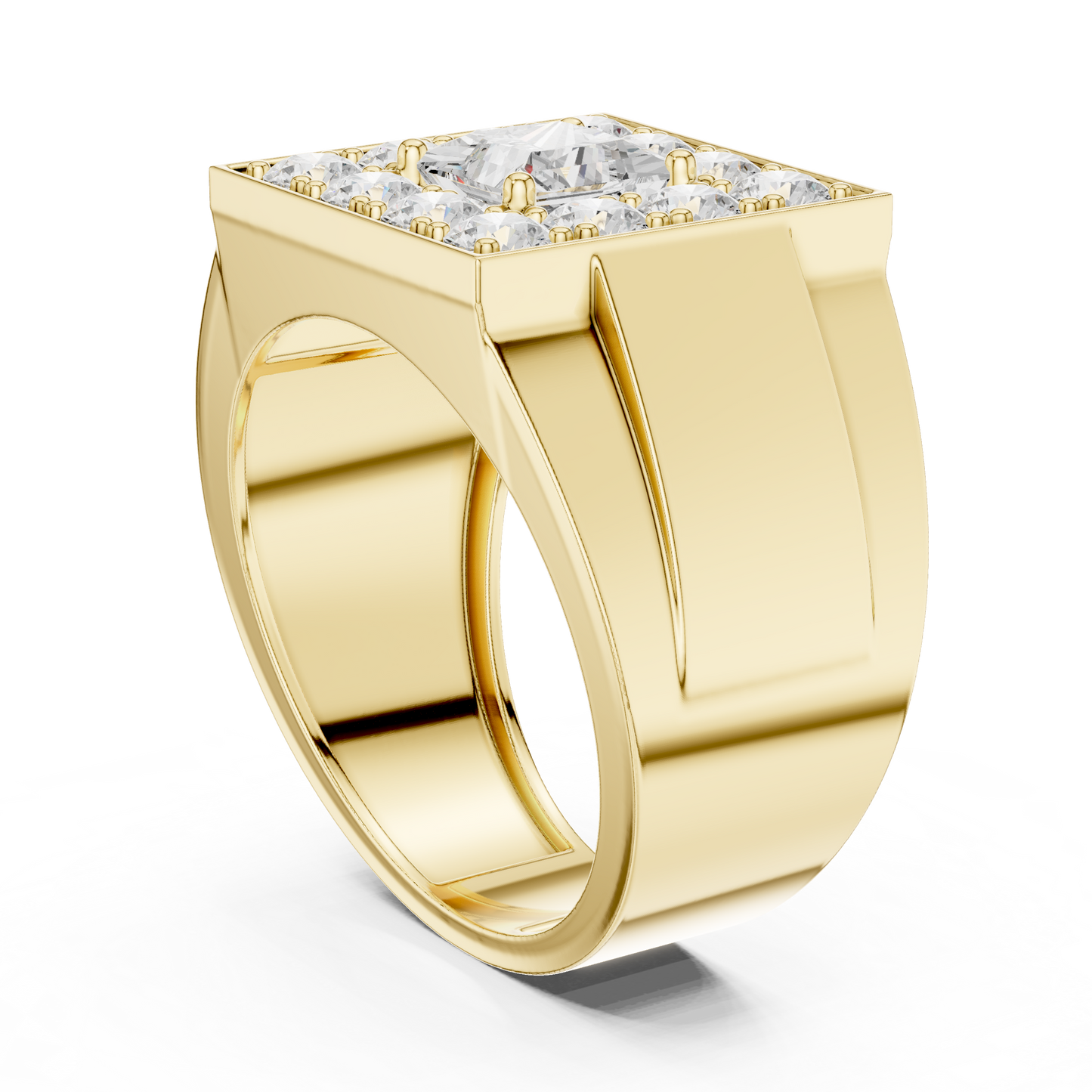 Princess Round Cut Lab Grown Diamond Ring in Yellow Gold