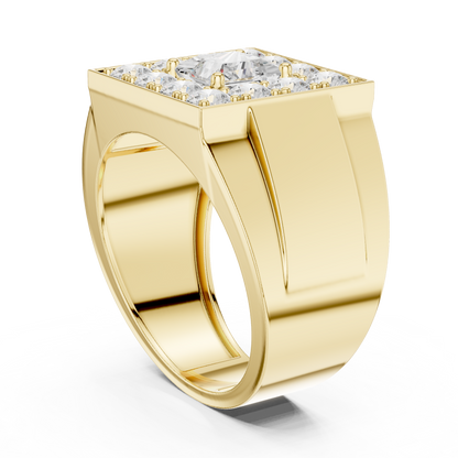 Princess Round Cut Lab Grown Diamond Ring in Yellow Gold