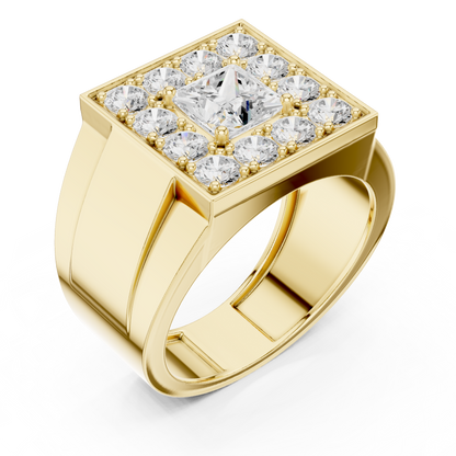 Princess Round Cut Lab Grown Diamond Ring in Yellow Gold