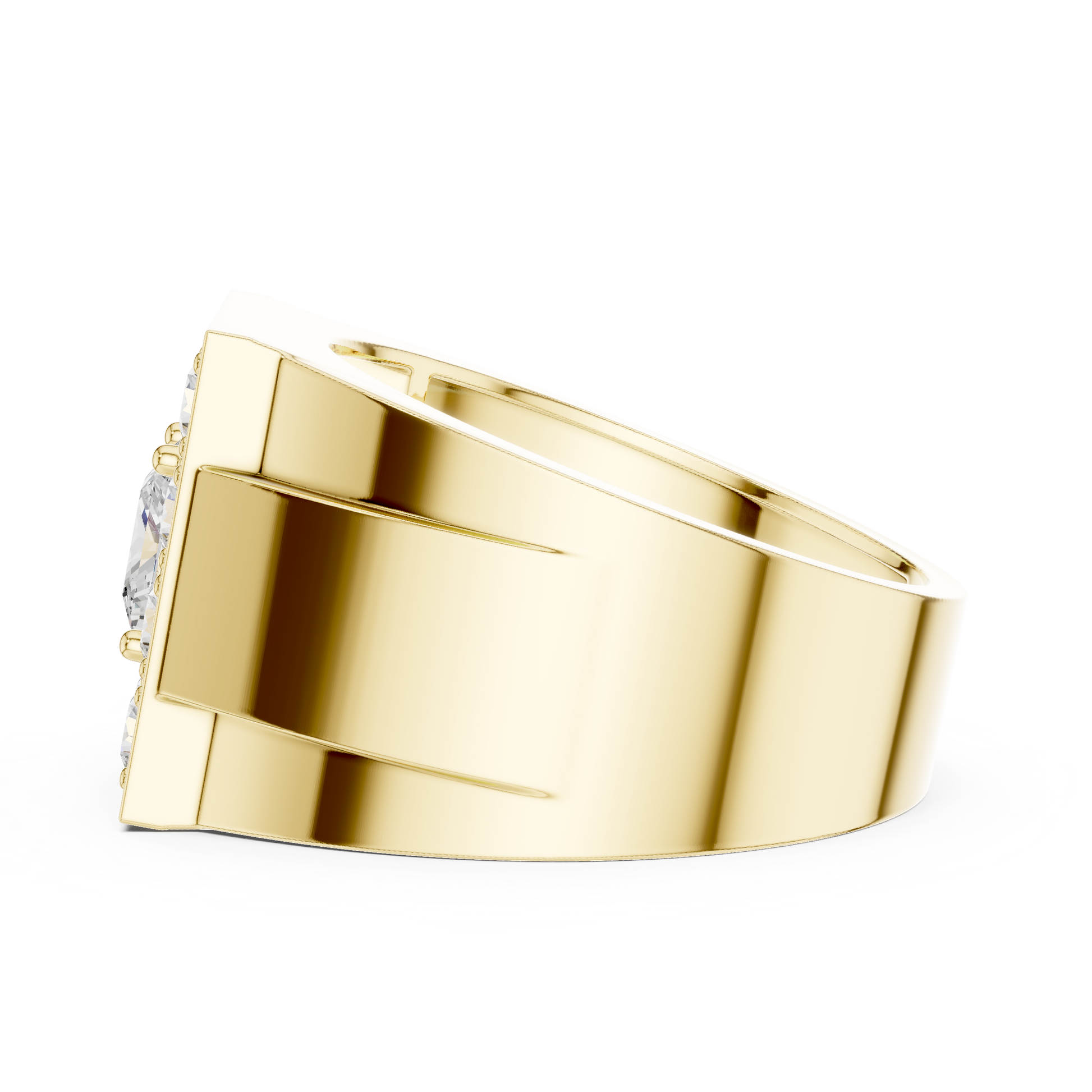 Princess Round Cut Lab Grown Diamond Ring in Yellow Gold
