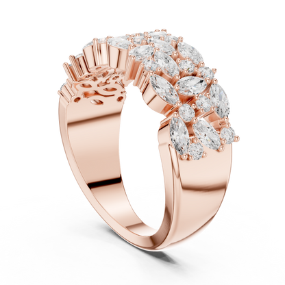 Marquise Round Cut Lab Grown Diamond Ring in Rose Gold