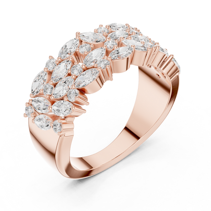 Marquise Round Cut Lab Grown Diamond Ring in Rose Gold