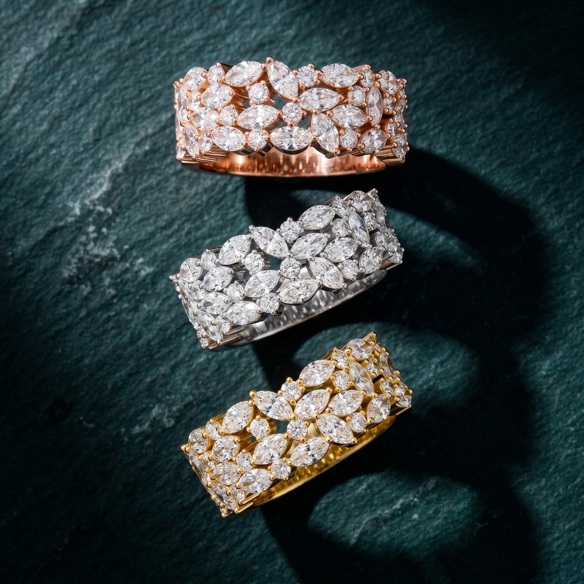 Marquise Round Cut Lab Grown Diamond Ring in Silver