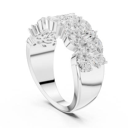 Marquise Round Cut Lab Grown Diamond Ring in Platinum