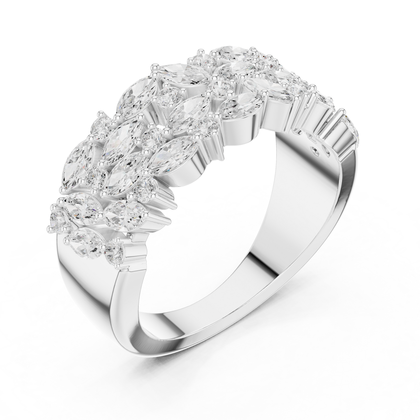 Marquise Round Cut Lab Grown Diamond Ring in Platinum