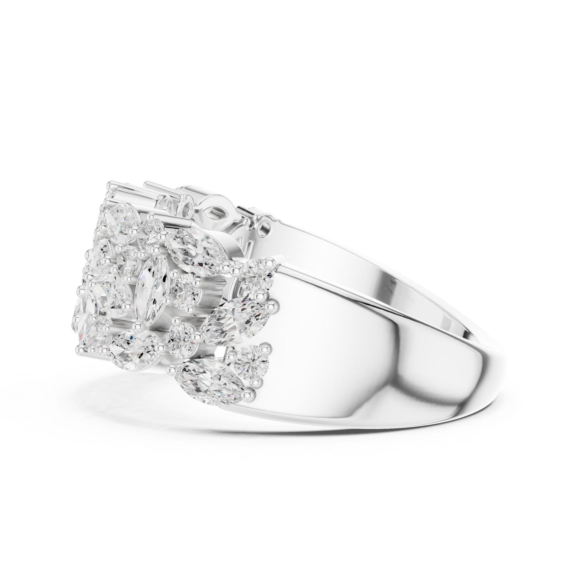 Marquise Round Cut Lab Grown Diamond Ring in Platinum