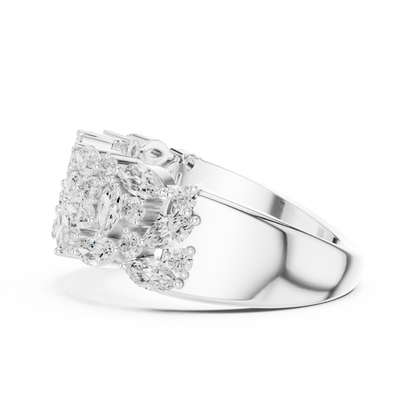 Marquise Round Cut Lab Grown Diamond Ring in Platinum