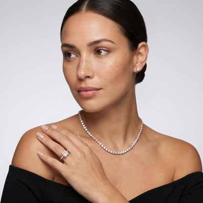 Princess Round Cut Lab Grown Diamond Ring in Rose Gold