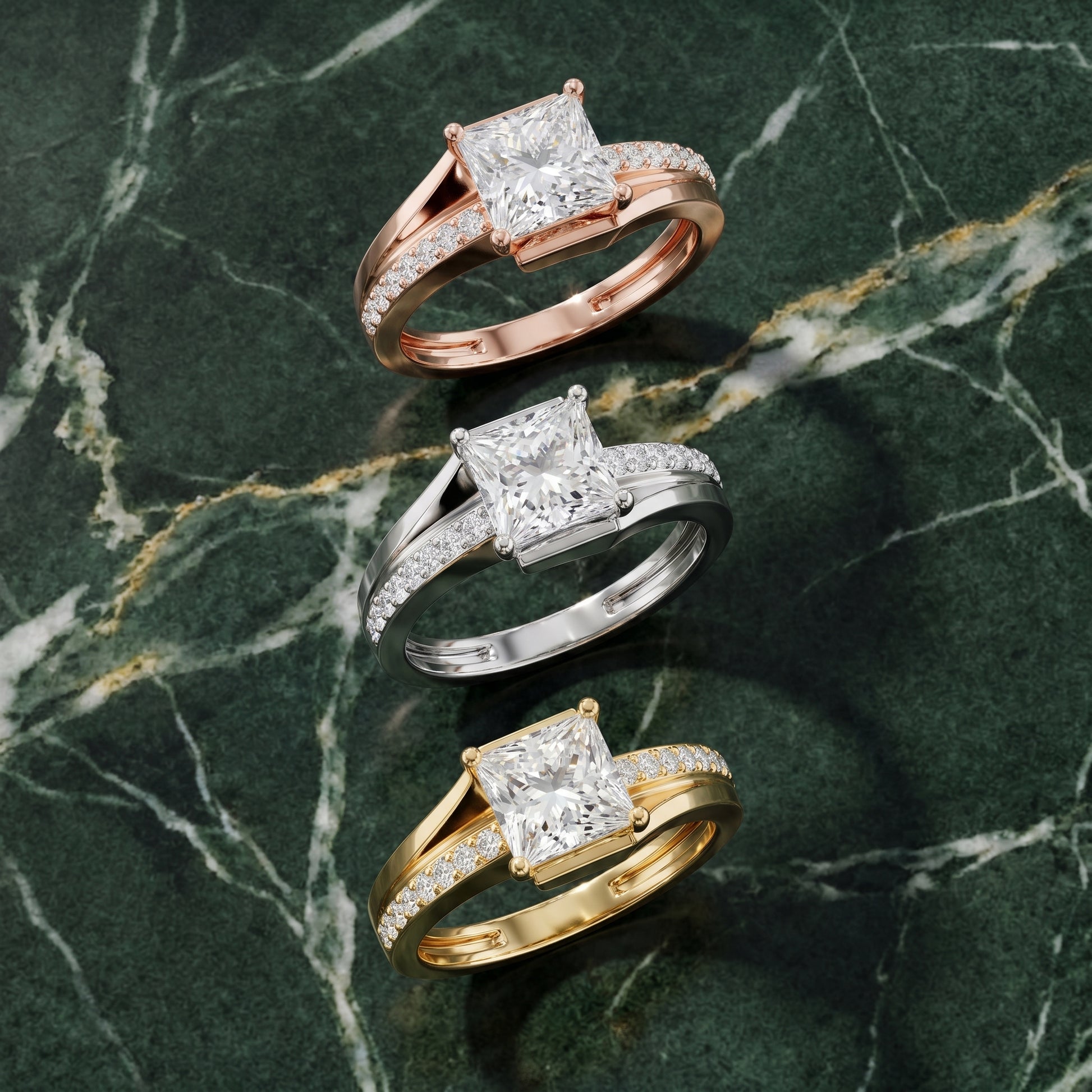 Princess Round Cut Lab Grown Diamond Ring in Platinum