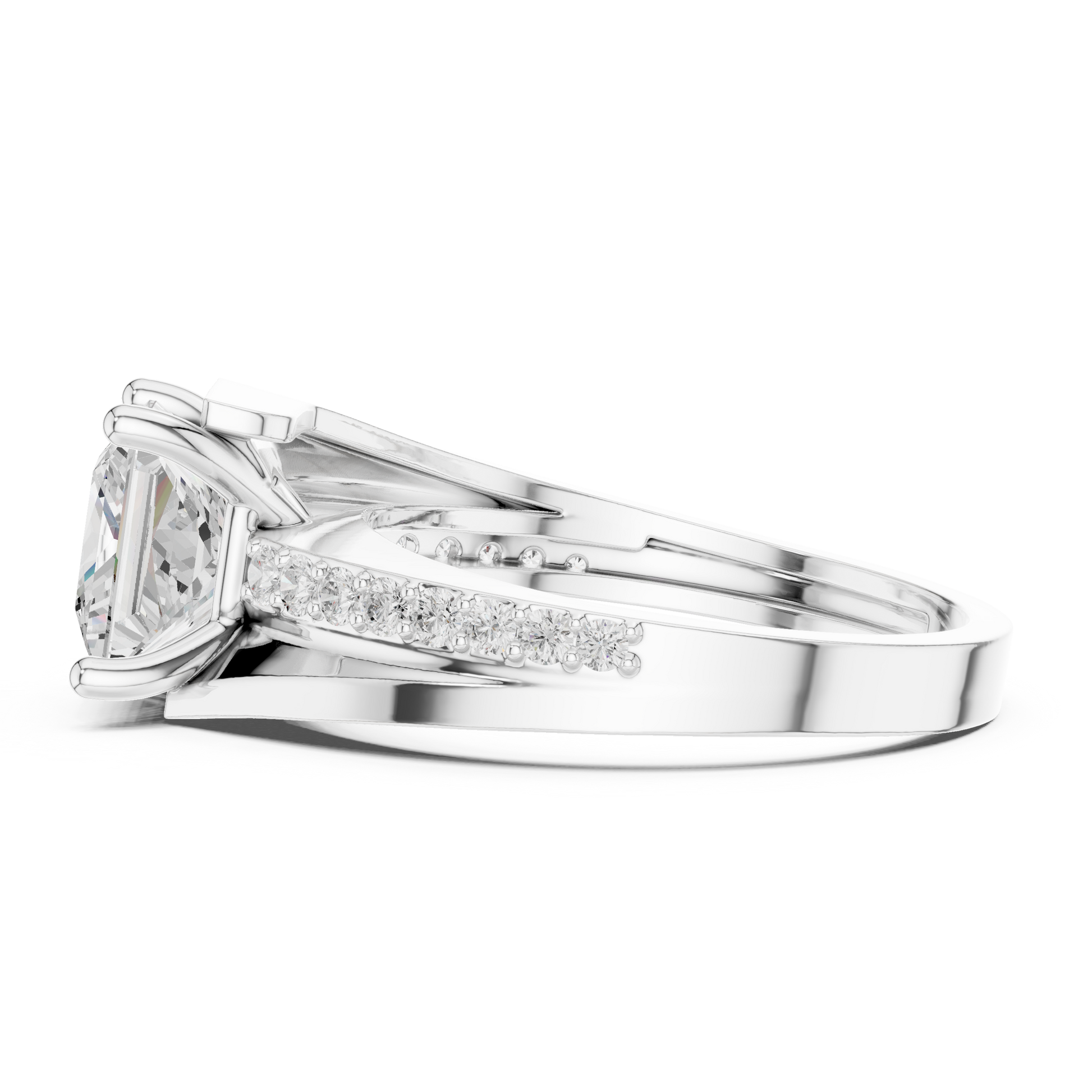 Princess Round Cut Lab Grown Diamond Ring in Platinum