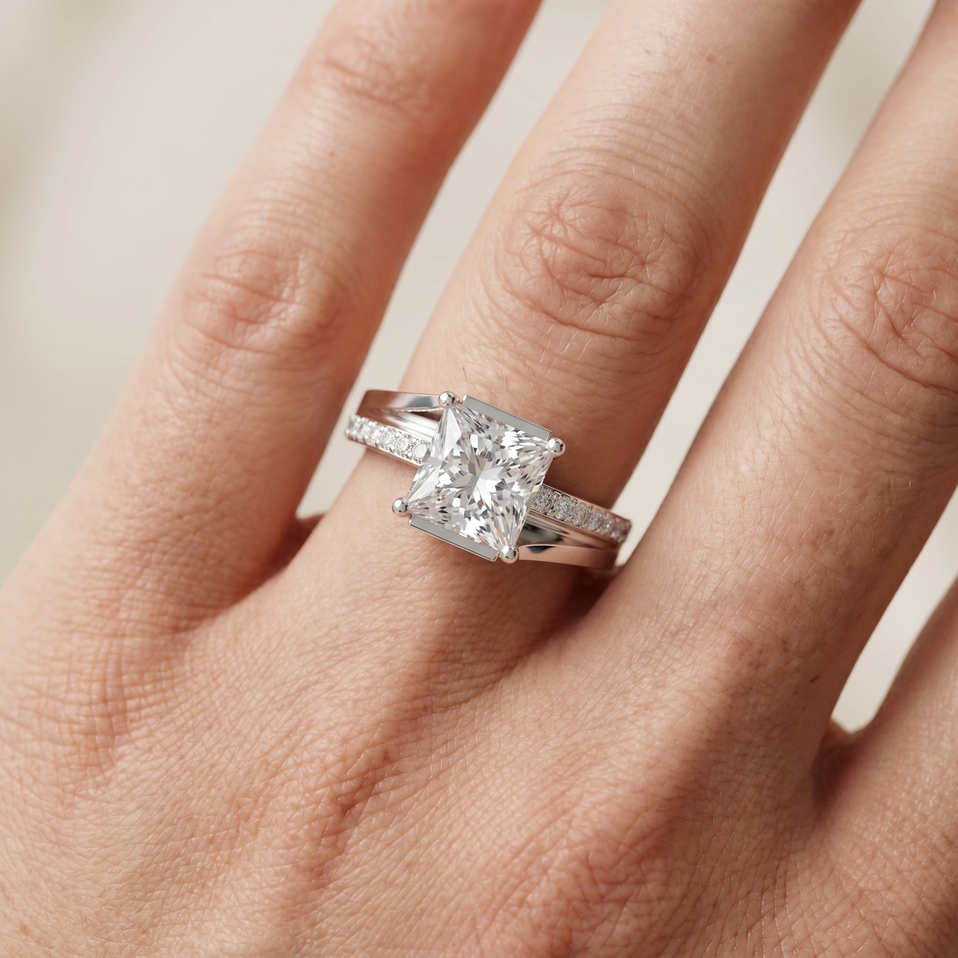 Princess Round Cut Lab Grown Diamond Ring in Platinum