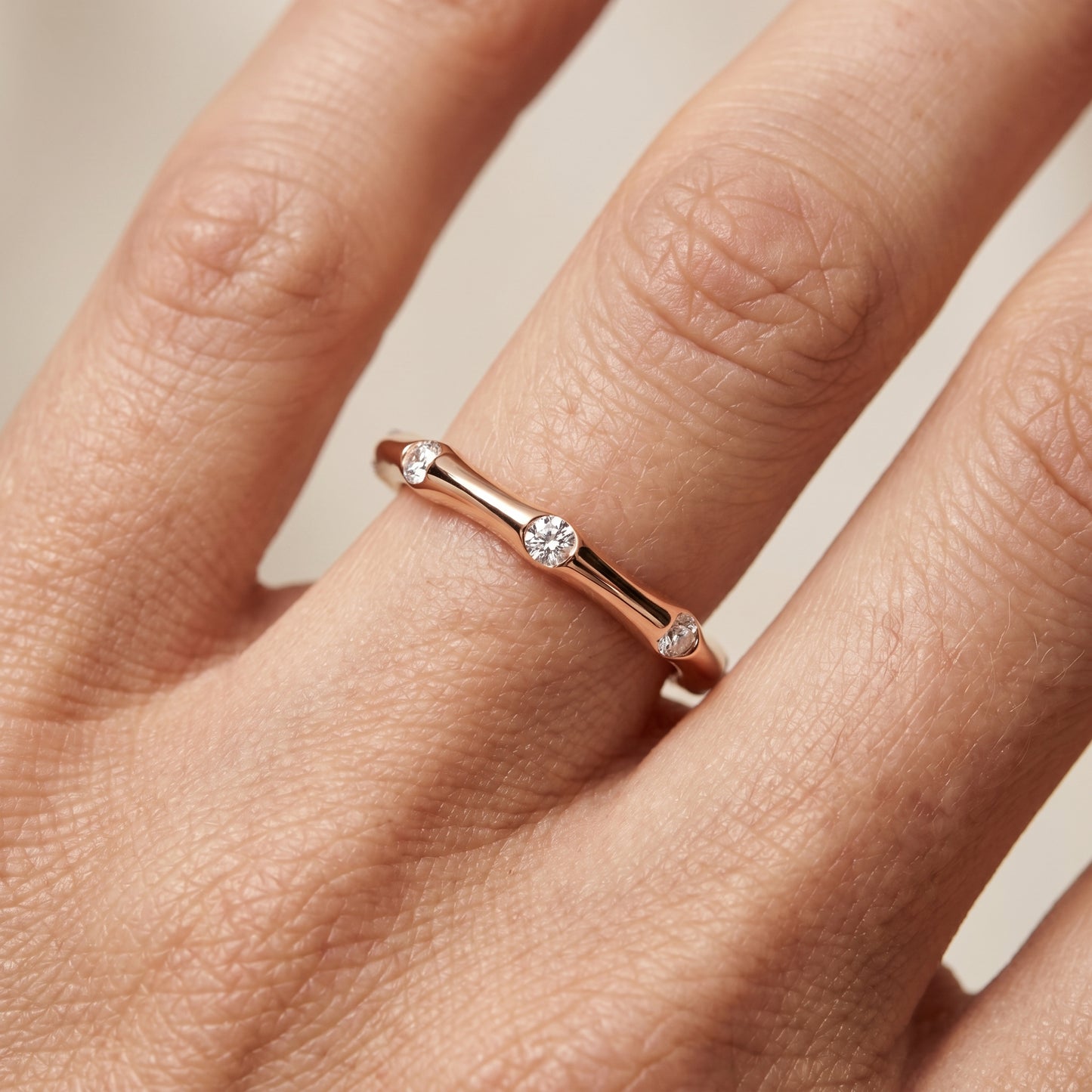 Round Cut Lab Grown Diamond Ring in Rose Gold