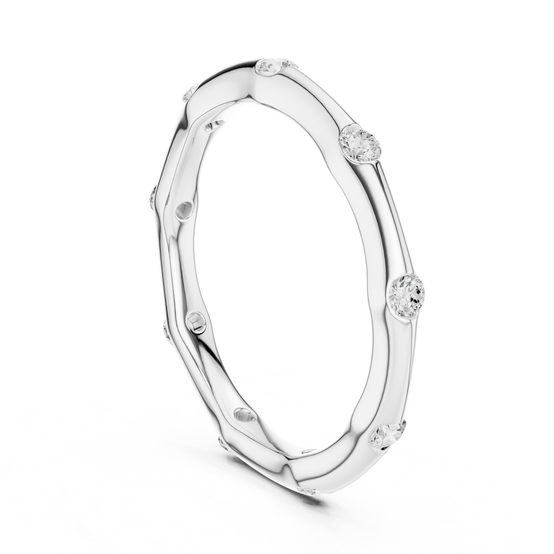 Round Cut Lab Grown Diamond Ring in Silver