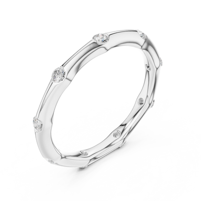 Round Cut Lab Grown Diamond Ring in White Gold