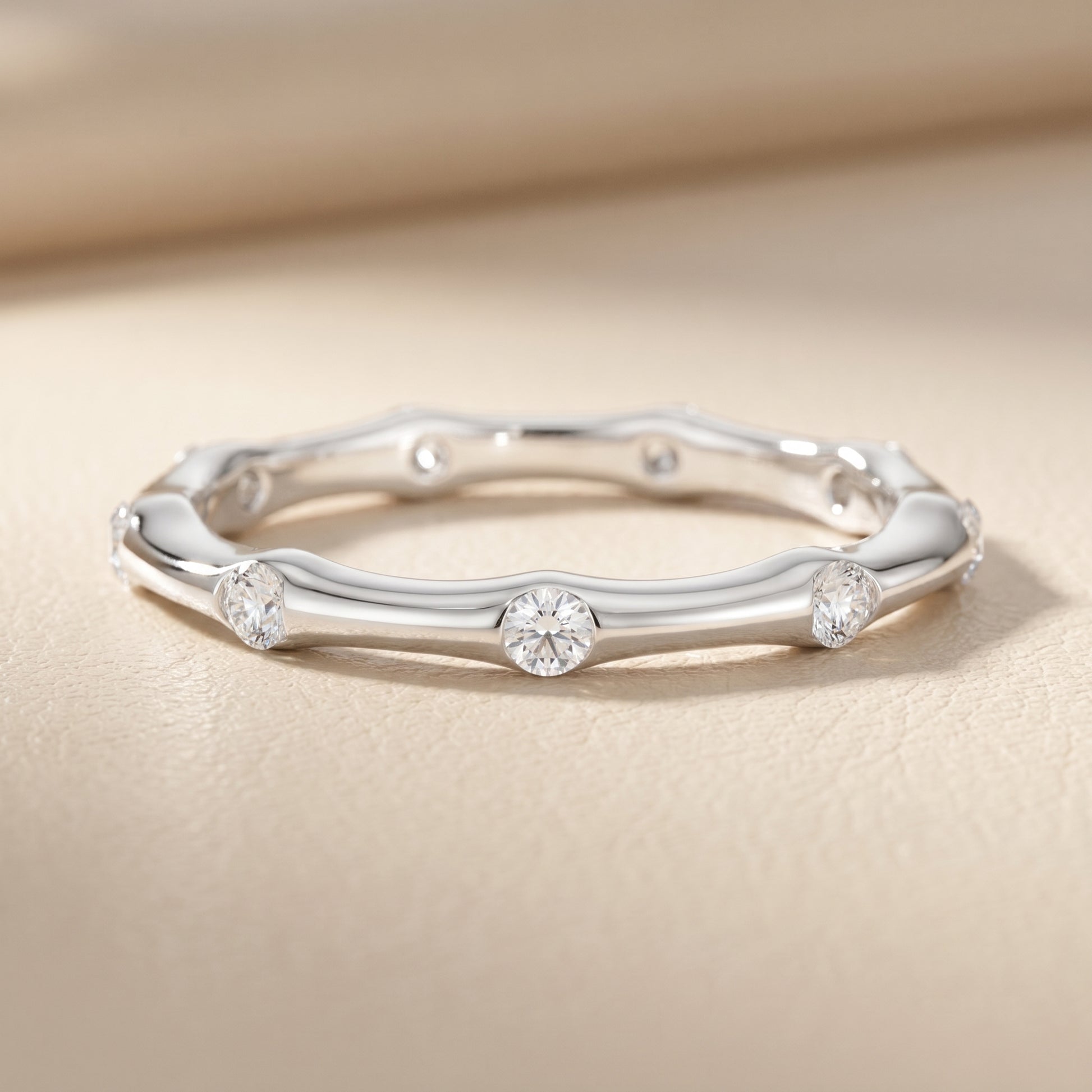Round Cut Lab Grown Diamond Ring in White Gold