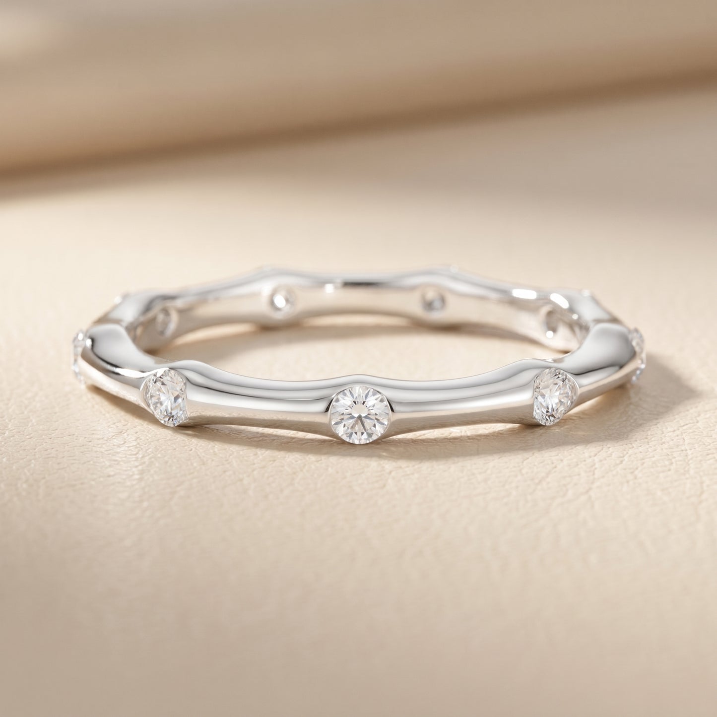 Round Cut Lab Grown Diamond Ring in Silver