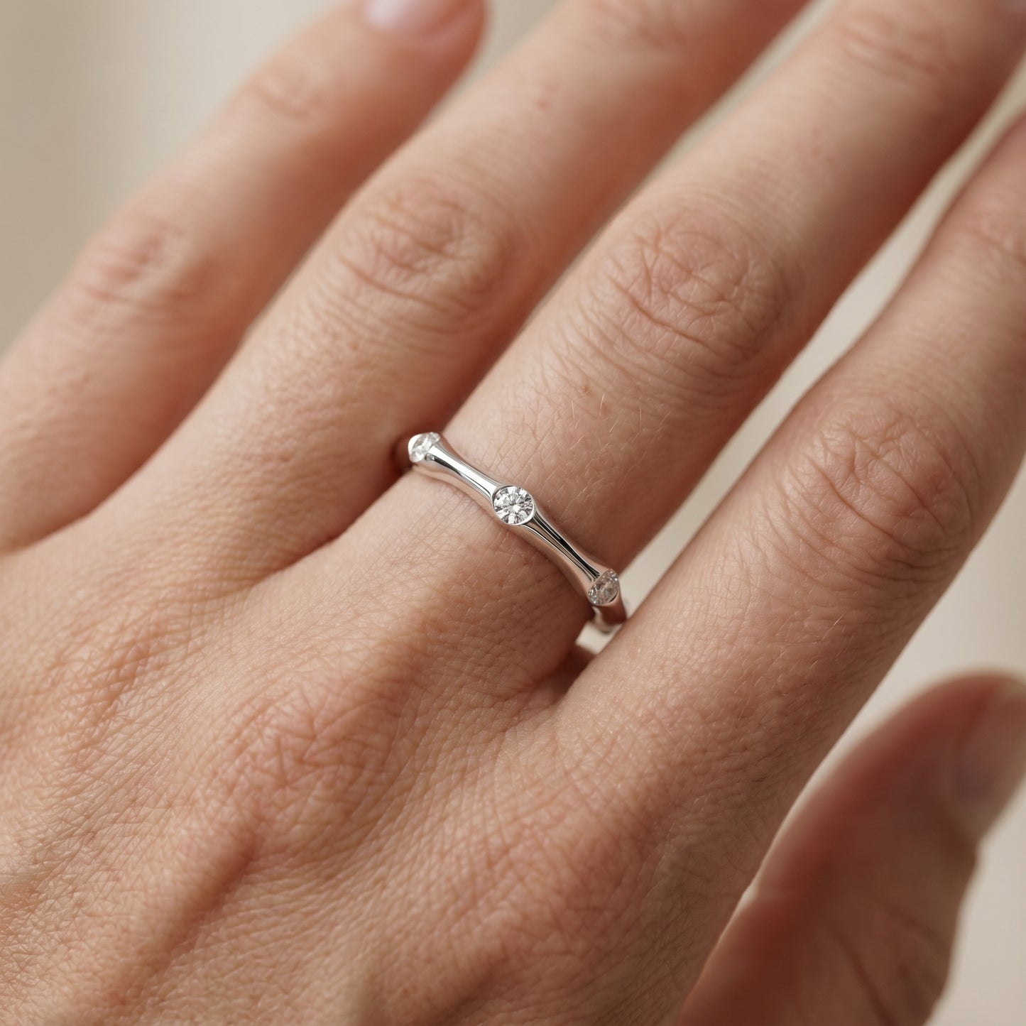 Round Cut Lab Grown Diamond Ring in Platinum