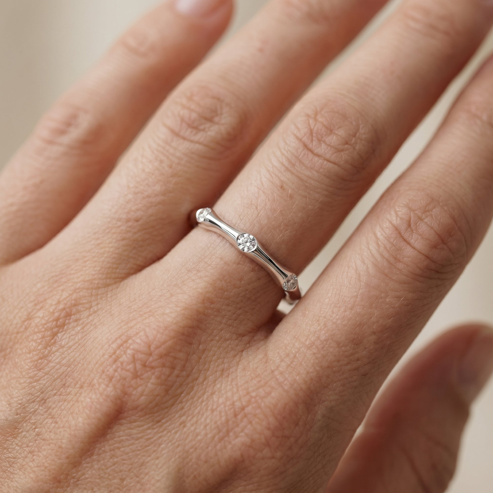 Round Cut Lab Grown Diamond Ring in Platinum