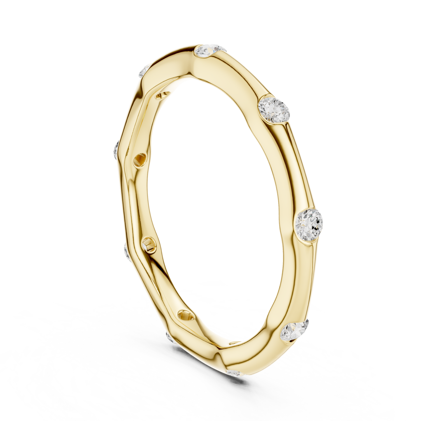 Round Cut Lab Grown Diamond Ring in Yellow Gold