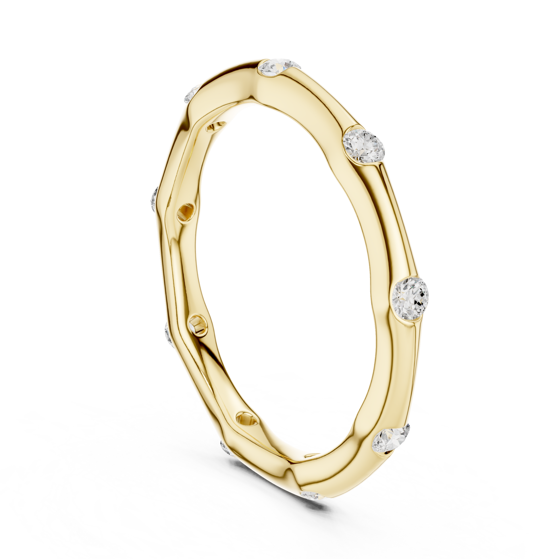 Round Cut Lab Grown Diamond Ring in Yellow Gold