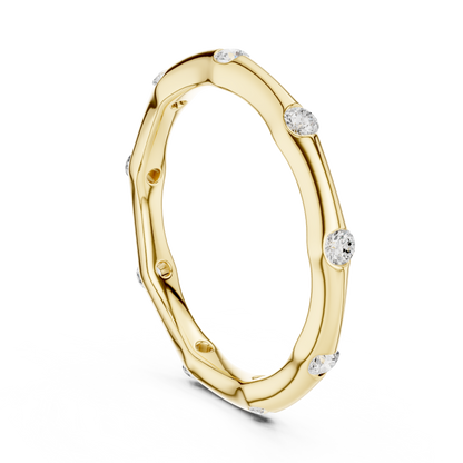 Round Cut Lab Grown Diamond Ring in Yellow Gold