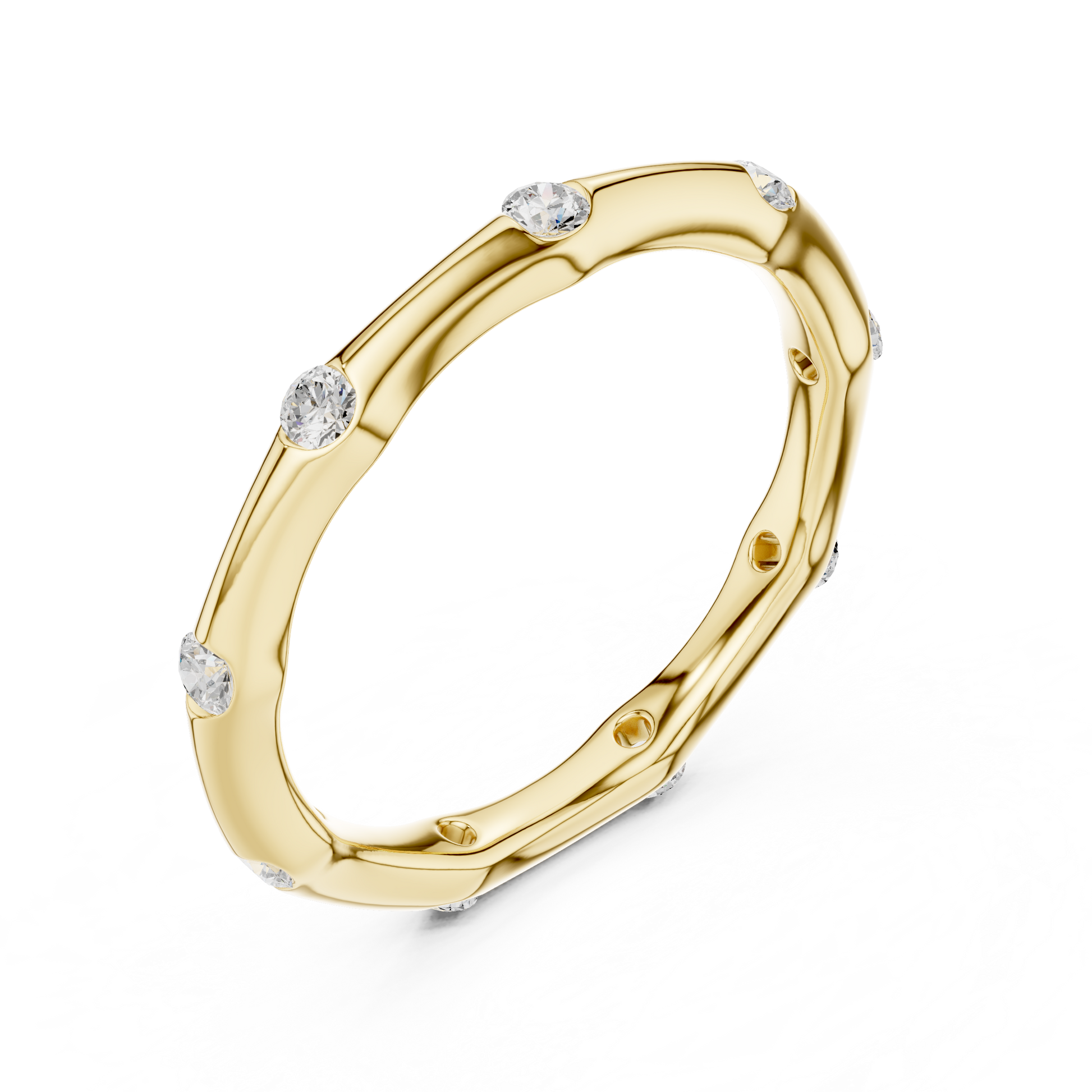 Round Cut Lab Grown Diamond Ring in Yellow Gold