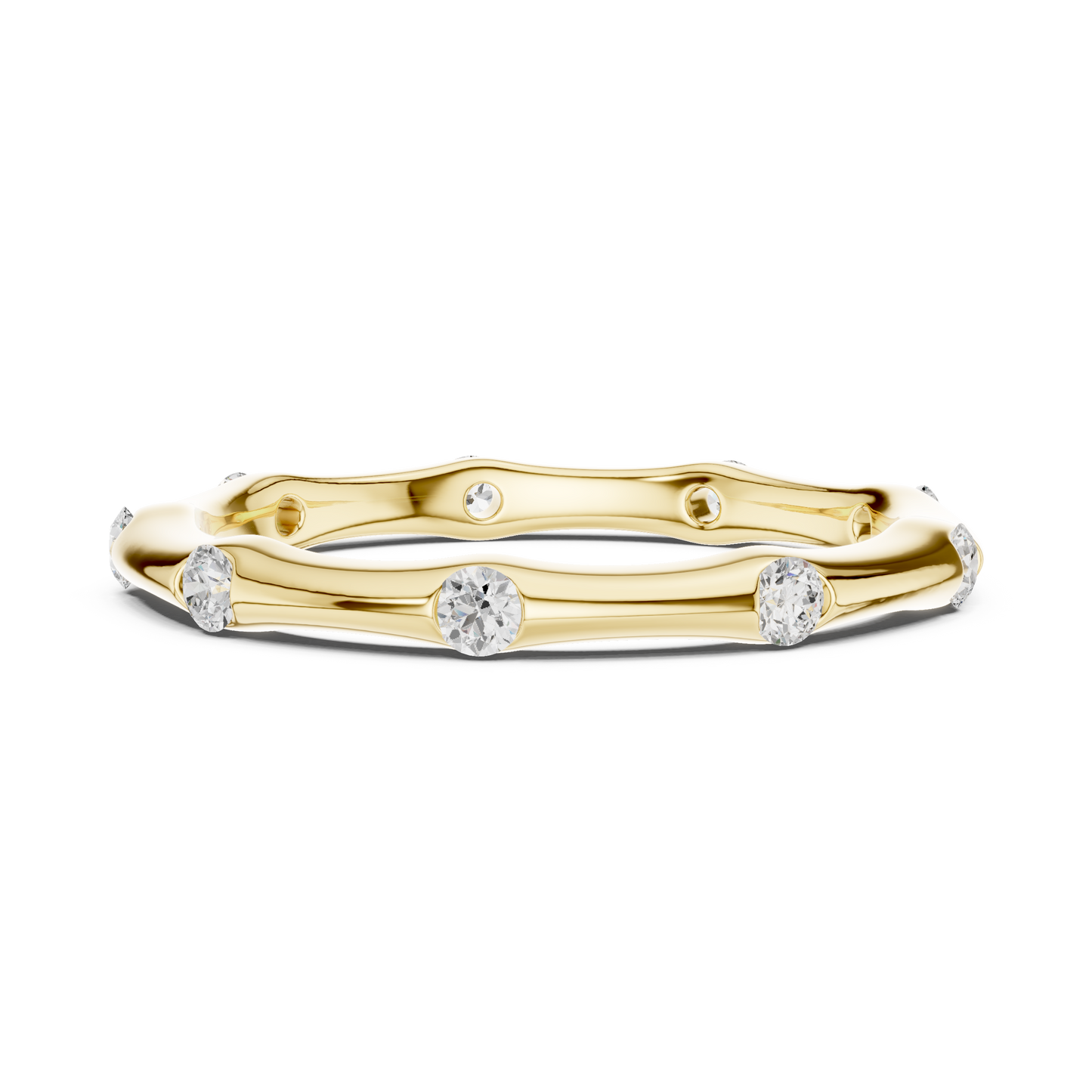 Round Cut Lab Grown Diamond Ring in Yellow Gold