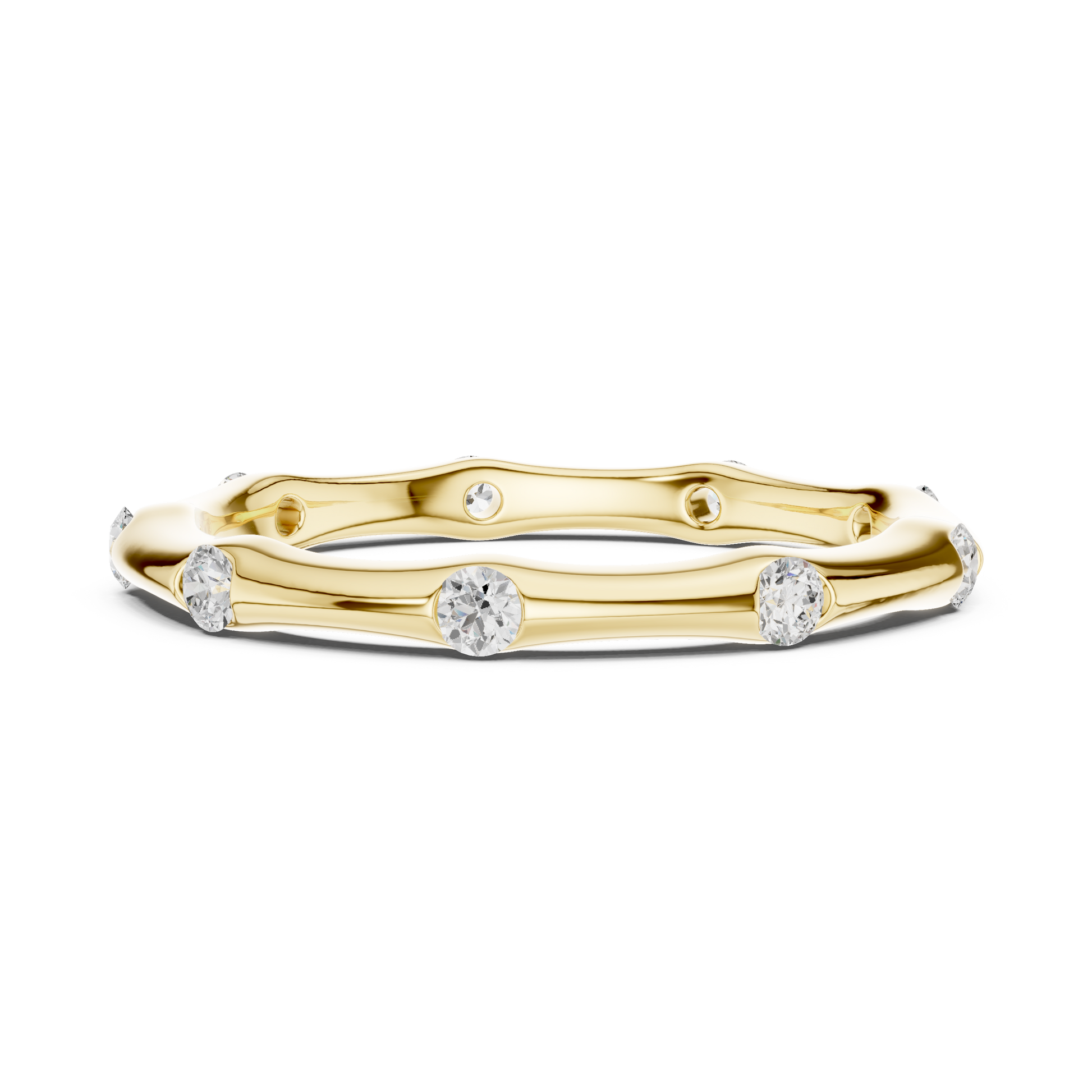 Round Cut Lab Grown Diamond Ring in Yellow Gold