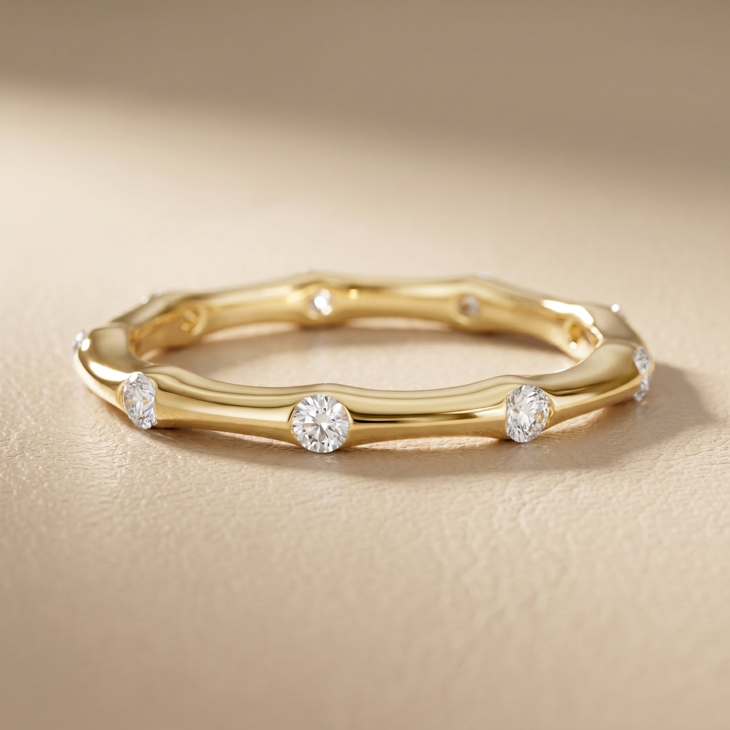 Round Cut Lab Grown Diamond Ring in Yellow Gold