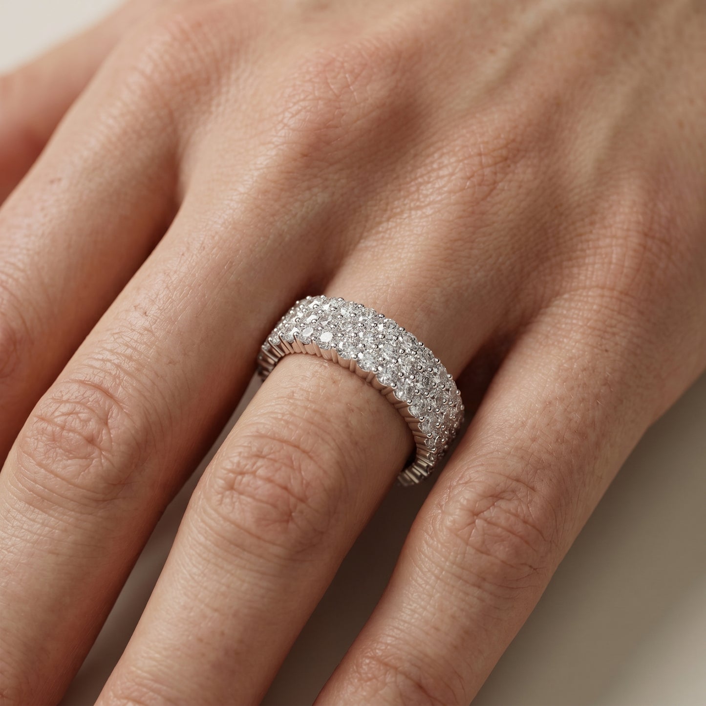 Round Cut Lab Grown Diamond Ring in White Gold